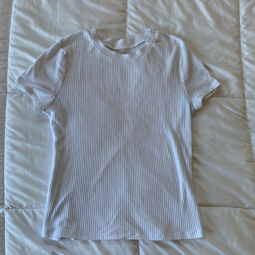 white ribbed mock neck